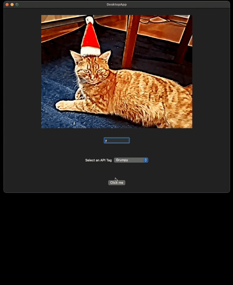 Gif of app that displays a Picker with filtered contents based on a user's text input